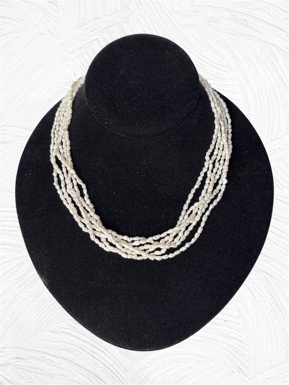 🌼VTG Multi-Strand Freshwater Rice Pearl Sterling Silver Heart Clasp Necklace - Picture 4 of 8